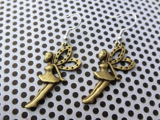 Elfen Anhänger Ohrringe bronzefarben Fee